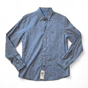 NWT Tommy Hilfiger Slim Fit  size M 15-15 1/2 blue button up shirt with logo